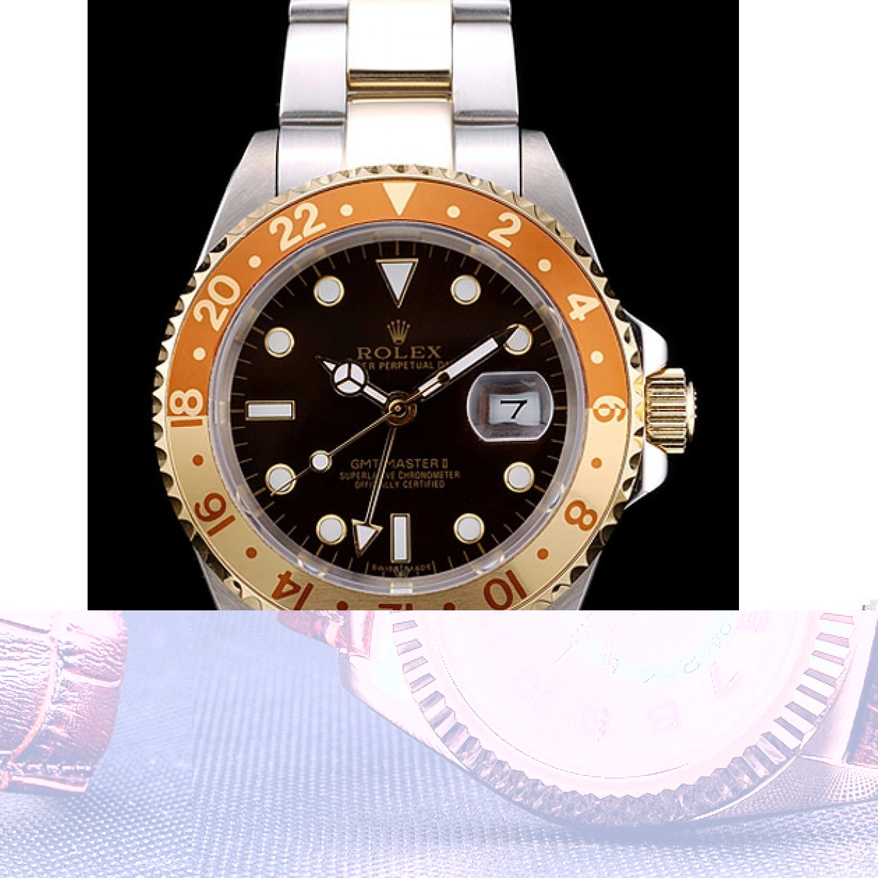 Aaa replica watch Bezel Master Dial Brown Colored GMT Watch Rolex Gold Ceramic II 0730